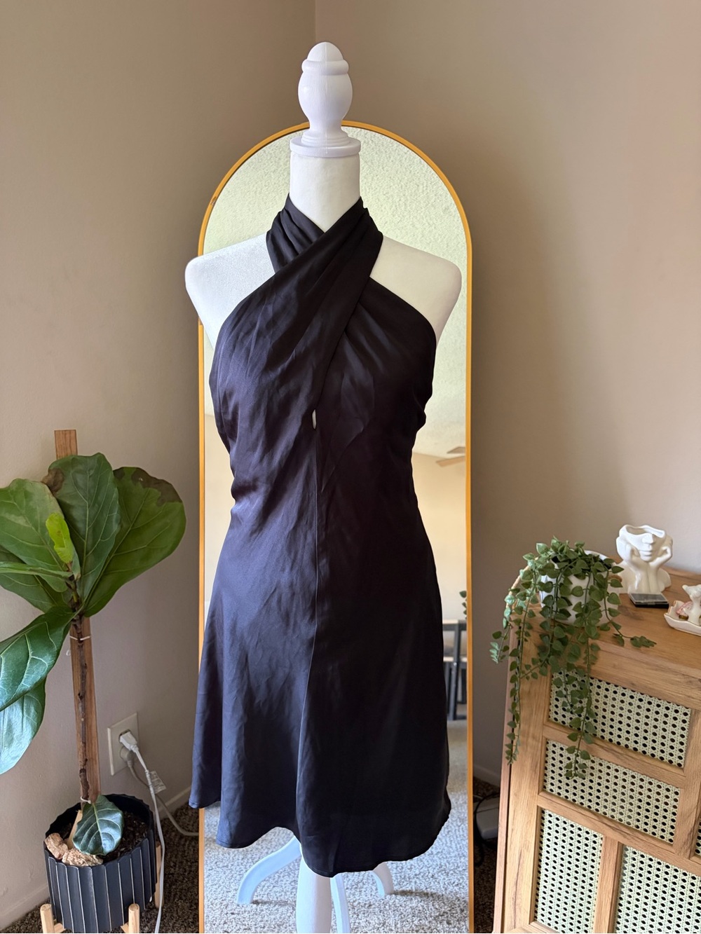 Francesca's Collections Black Halter Mini Dress